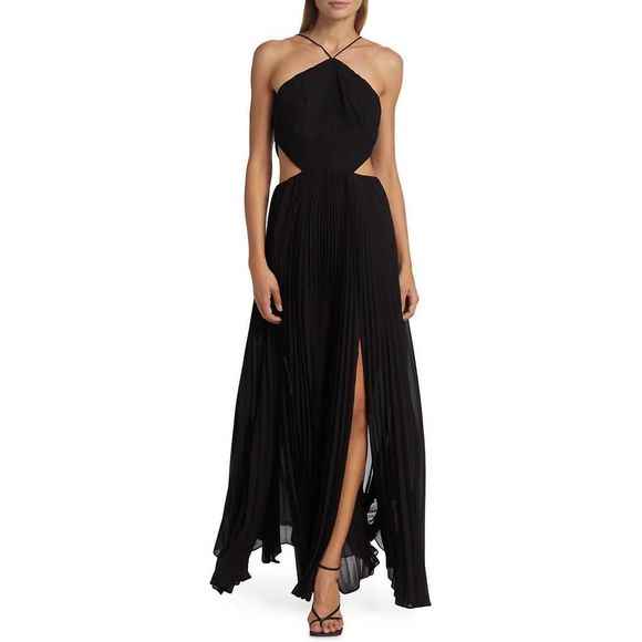 AMUR Dresses & Skirts - NEW AMUR janet halterneck cutout pleated gown in black